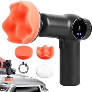 Leikurvo Mini lucidatrice per auto, kit lucidatrice per auto, 2 x 2000 mAh+2 velocità+3 x tamponi di lucidatura+pulsante di blocco, lucidatrice per auto senza fili ricaricabili per la rimozione dei graffi
