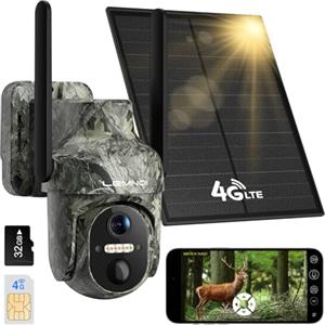 LEMNOI Fotocamera da Caccia 4G con SIM Preinstallato, Fototrappola Solare con Infrarossi Invisibili, 2K Telecamera di Sorveglianza con Visione Notturna a Colori, Rilevamento PIR, IP66 Impermeabile