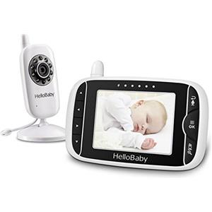 HelloBaby Baby Monitor, HB32 Visione Notturna Monitoraggio della Temperatura, Video Baby Monitor 2 vie Citofono Sistema