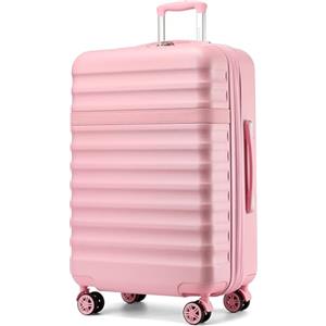 KONO Valigia Bagaglio a Mano Trolley Grande Valige L Rigida Grandi Viaggio ABS+PC Hardshell Leggero con 4 Ruote e TSA Lucchetto, Rosa