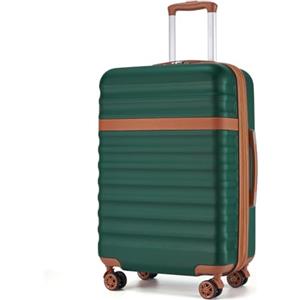 KONO Valigia Bagaglio a Mano Trolley Media Valige Rigida Medio Viaggio ABS+PC Hardshell Leggero con 4 Ruote e TSA Lucchetto, Verde/Marrone
