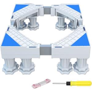 TONZACK Base per lavatrice rimovibile, base per lavatrice regolabile, 41-64 cm, fondo asciugatrice, frigorifero, alta capacità di carico, ammortizzatore e riduzione del rumore (8 gambe)
