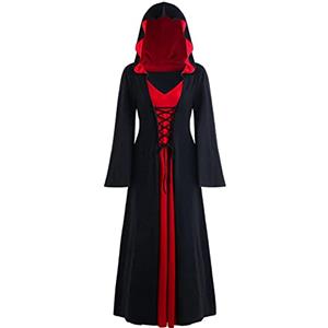 LPFNSF - Vestito da strega vintage, costume da vampiro da donna per Halloween, taglie forti, costume rinascimentale/medievale da donna (A, L)
