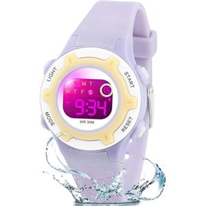 Ayybboo Orologio Digitale Bambino,7 LED Colorati,3ATM Impermeabile,Sveglia/Cronometro/Data,Orologio Sportivo da Polso per Ragazzi e Ragazze,Regalo Bambini 4-15 Anni