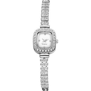 JewelryWe Orologio Analogico Rigido da Donna: Orologio da Polso Piccolo con Zircone Quadrante Quadrato Leggero Idee Regalo per lei