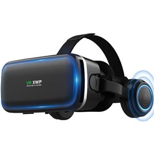 XWP Visore Realtà Virtuale 3D Per Smartphone, Occhiali VR Con Cuffie, Lenti HD Anti Luce Blu, Compatibile con iPhone&Android (4,7-6,8), Esperienza Di Gioco&Film, Regalo Festivo Per Bambini E Famiglia