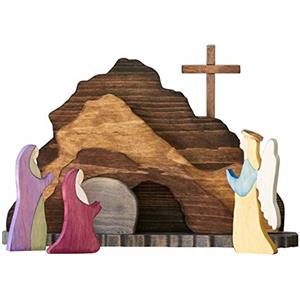 Valink - Set di presepe in legno per pasque, decorazione pasquale in legno, motivo resurrezione