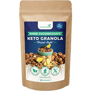 Simply Keto Muesli croccante Sole d'Oriente - Muesli a basso contenuto di carboidrati senza zucchero - Delizioso Keto Muesli per una colazione perfetta - Senza soia, lattosio e glutine - 250g