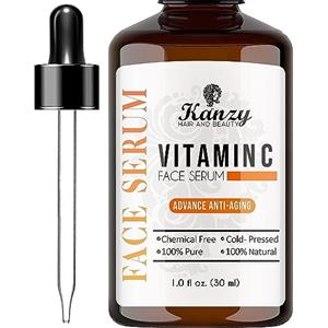Kanzy Siero Vitamina C per Viso con Agenti Antirughe, Antimacchie e Antietá con Acido Ialuronico al 20% Vitamin C Serum Aumenta il Collagene della Pelle, Idratante per la Pelle 30ml
