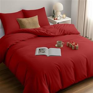 Utopia Bedding Copripiumino Matrimoniale 260x240 - Microfibra Copripiumino 260x240cm + Federe 65x65cm (Rosso)
