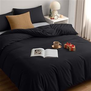 Utopia Bedding Copripiumino King Size - Microfibra Copripiumino 230x220cm + Federe 50x75cm - Nero
