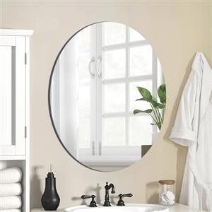 DRERIO Specchio da Parete Ovale 40x30 cm Barocco Retrò Adesivo in Vetro Sospeso Arendal Tradizionale Decorazione Bagno Camera da Letto Soggiorno Ingresso