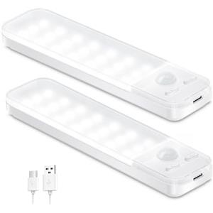 Ylatoial Led Sottopensile Cucina, 2 Pezzi 15cm Armadio Led con Sensore di Movimento, 6500K Dimmerabile Luce Armadio per Scale Corridoio Garage Letto - Bianco Freddo