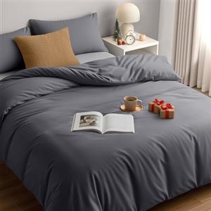 Utopia Bedding Copripiumino Matrimoniale - Microfibra Copripiumino 260x220cm + Federe 50x75cm - Grigio