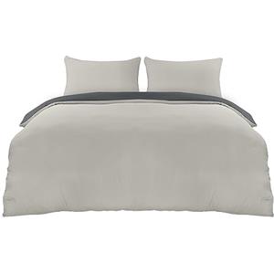 Utopia Bedding Copripiumino Una Piazza e Mezza - Microfibra Copripiumino 200x200cm + Federe 50x75cm - Grigio Scuro/Grigio Chiaro