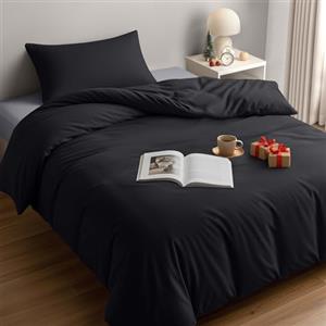 Utopia Bedding Copripiumino Singolo - Microfibra Copripiumino 135x200cm + Federa 50x75cm - Nero