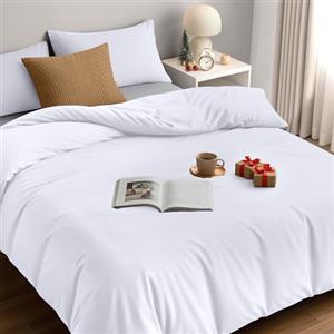Utopia Bedding Copripiumino Matrimoniale - Microfibra Copripiumino 260x220cm + Federe 50x75cm - Bianco