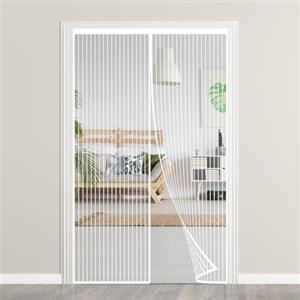 Auxmir Zanzariera Magnetica 110 x 220CM, Tenda Zanzariera Porta Ingresso Cortile, Allargamento Superiore Aggiornamento Anti Insetti Traspirante Chiusura Automatica con Rete Fine, Bianco