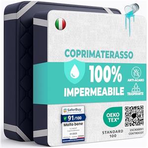 Flowen Coprimaterasso Matrimoniale Impermeabile 180x190 cm Lenzuolo in Cotone Cerata per Letto King Protezione Salva Materasso Traversa Traspirante Antiacaro Anallergico Lavabile in Lavatrice con 4 Elastici