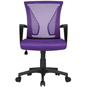 Soberine Sedia Ufficio, Sedie Scrivania Ergonomica Con Braccioli e Rotelle Girevoli, Poltrona Ufficio in Rete Traspirante con Supporto Lombare e Altezza Regolabile Viola