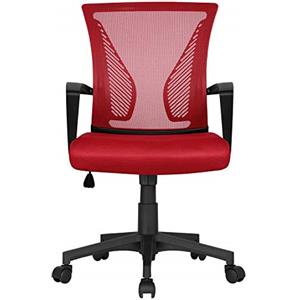 Soberine Sedia Ufficio, Sedie Scrivania Ergonomica Con Braccioli e Rotelle Girevoli, Poltrona Ufficio in Rete Traspirante con Supporto Lombare e Altezza Regolabile Rosso