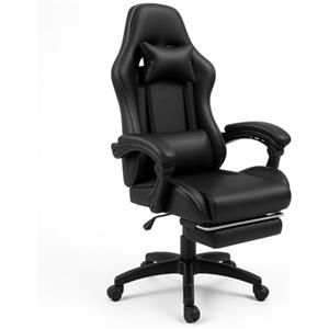 BAKAJI Sedia Gaming Poltrona da Ufficio Direzionale Ruote Girevole Sportiva Racer Direzionale Office Racing Presidenziale Casa Studio Sedia Da Scrivania Altezza Regolabile (Nero)