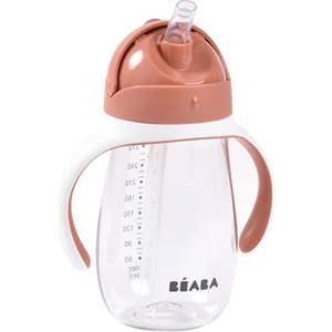 Béaba BEABA, Bicchiere Salvagoccia Per L'apprendimento 2 In 1, Tazza Con Cannuccia Per Bambini, 100% Antigoccia, Facile Da Aprire, Manici Rimovibili, Tritolo E Silicone, 300 Ml, Terracotta
