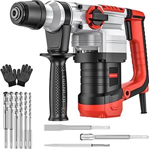 karzu Martello Perforatore SDS Plus, 1500W Martello Demolitore, 4 en 1 Funzioni, Frizione di Sicurezza, Foratura, Foratura a Martello, 4400BPM, 920R/Min