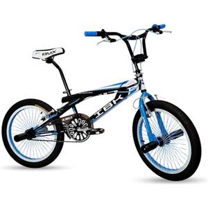 IBK Bici BMX da 20'' pollici, bicicletta Freestyle leggera, Sistema Sterzo Rotore a 360°, poggiapiedi, paracatena, ruota libera, monovelocità, verde, rossa, blu (Blu)