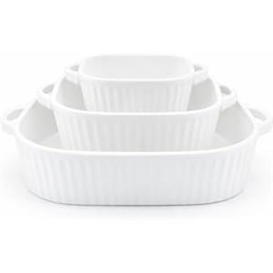 Leonardo Luxury Home Design Set 3 Pirofile Forno Porcellana con Manici Teglie Rettangolari 33/23/16 cm Ideali Lasagne Secondi Contorni Lavastoviglie e Microonde Regalo (3 Pirofile 3 Dimensioni)