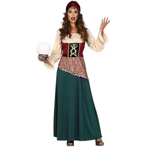 FIESTAS GUIRCA | Costume Zingara e Veggente (42-44/L) - Vestito e Cappello - Costumi di Halloween, Carnevale e Feste in Maschera per Adulte - Ideale per Celebrazioni Mistiche ed Esoteriche