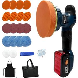 bycpower Lucidatrice per auto Bosch Professional 18 V, set di 27 lucidatrici per auto, lucidatrice orbitale da 6 pollici, con 8 velocità variabili per cera/dettagli auto (senza batteria)