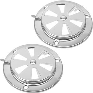 ZY-otu 2 x rosette di ventilazione in acciaio inox con lamiera di qualità - Confezione doppia e richiudibile - Ventola rotonda e cursore di ventilazione per affumicatore, forno a gas, bidone del fuoco