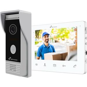 NIVIAN Videocitofono 2 Fili Analogico con Monitor 7" HQ Schermo Interno con Audio Bidirezionale | Piastra Esterna IP65 Antivandalica con Visione Notturna, Apriporte Elettrico. Smart Security