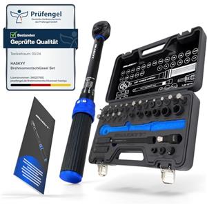 HASKYY Set di chiavi dinamometriche 3/8" 5-60Nm per moto - Accessori: asta di prolunga, bit, inserti speciali per dadi, adattatori - Kit di strumenti per riparazione e servizio motore chopper - Serie