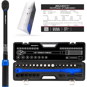 HASKYY Set di chiavi dinamometriche da 1/2", 50 - 350 Nm, asta di prolunga per auto, dadi e officina