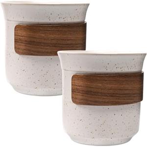 QINGZY Set di 2 Tazze da Caffè in Ceramica 190 ml, Tazzine Caffè Particolari per Espresso e Cappuccino, Bicchieri Caffè in Ceramica Spessa, Regalo per Donne e Uomini