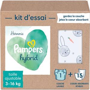 Pampers - Harmony Hybrid Trial Pack 1 pannolino lavabile + 15 lenzuolini usa e getta - 1 confezione