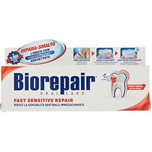 Biorepair Fast Sensitive Repair, Dentifricio per Denti Sensibili, Protegge lo Smalto, senza Fluoro, Confezione da 75 ml