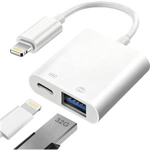 Bamkey [Certificato Apple MFi]Adattatore Lightning a USB OTG per iPhone 14/13/12/11, Adattatore Fotocamera da Lightning a USB con porta di ricarica,Plug and Play,Supporta U Disk,MIDI,lettore di schede,mouse