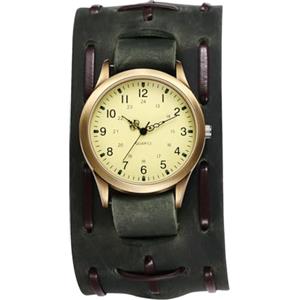 JewelryWe Orologio da Polso Punk in Pelle: Orologio al Quarzo Analogico 12/24H Cinturino Largo Ampio Idee Regalo per lui lei