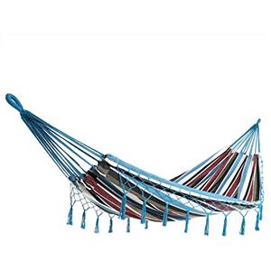 Detex Amaca da Giardino Portata 300kg 320x150cm Traspirante Frange Campeggio Giardino Interno Esterno Blu