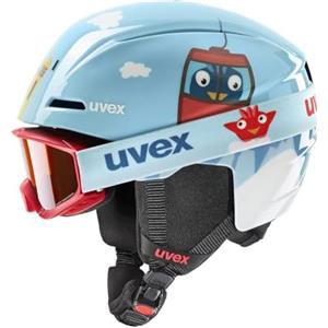 uvex Viti Set, Casco e Maschera da Sci Unisex Bambino, Light Blue Birdy, 46-50 cm