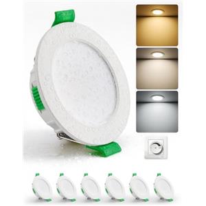 HOMEOW Faretti LED da Incasso per Cartongesso Dimmerabili 4W, Diametro Foro 55-68mm, 29mm Ultrasottili, IP44 Faretti Led Soffitto, Regolabile Calda 2700K, Neutro 4000K e Freddo 6000K, Set di 6