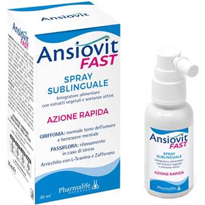 Pharmalife Ansiovit Fast Spray Sublinguale 30 ml - Integratore per il supporto contro stress e agitazione
