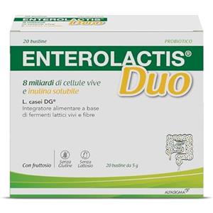 Sofar Enterolactis Duo - Integratore Probiotico con Lactobacillus casei DG e Inulina, 20 Bustine per il Benessere Intestinale