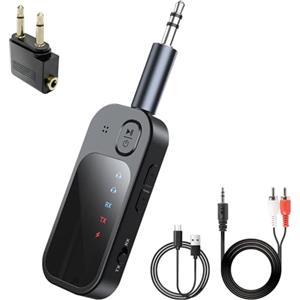 Carehabi Bluetooth 5.4 Trasmettitore Ricevitore 2-in-1, Adattatore Bluetooth per TV, Adattatore con Jack Aux 3,5mm, per per TV PC Amplificatore Auto Telefono Altoparlanti Cuffie