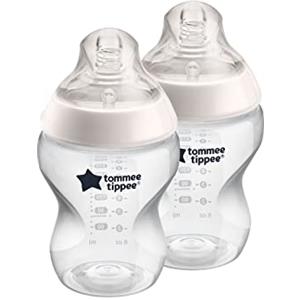 Tommee Tippee Biberon Closer to Nature, 260 ml, flusso lento 0m+, 2 pezzi, trasparente