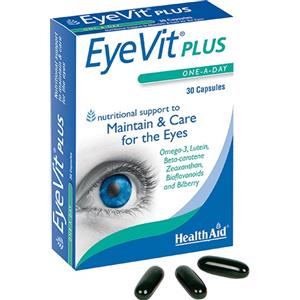 Healthaid Eyevit Plus - Integratore alimentare per la buona vista con Omega 3, Mirtillo nero e Zeaxantina - 30 Capsule Molli