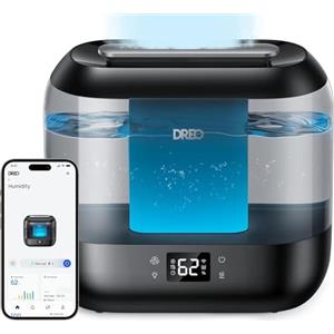 Dreo Umidificatore Smart per la Camera da Letto, Riempimento Superiore da 4L con Nebbia Fredda e Diffusore di Olio e Luce Notturna, Autonomia di 32 ore, Umidificatori Silenziosi per Casa, Ufficio